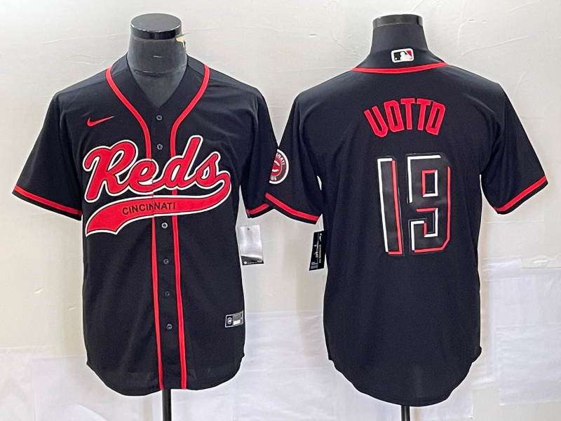 Men's Cincinnati Reds Joey Votto #19 Black Jersey Joint Edition
